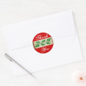 Dank u - Christmas Holly Ronde Sticker (Envelop)