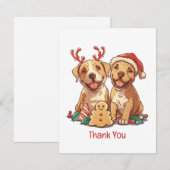 Dank u Christmas Pit Bull Dogs Bedankkaart (Voorkant / Achterkant)