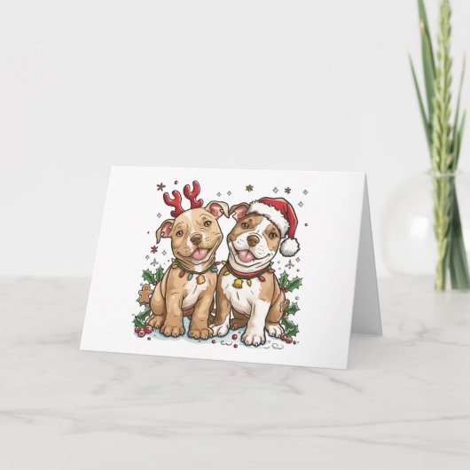 Dank u Christmas Pit Bull Dogs Bedankkaart (Voorkant)