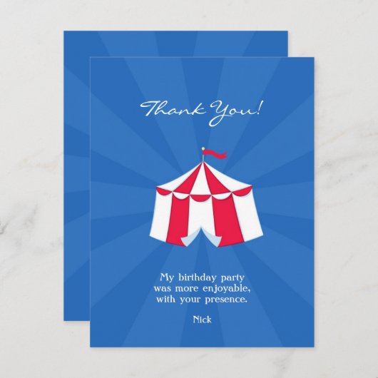 Dank u Circus Carnaval Flat Kaart (Voorkant / Achterkant)