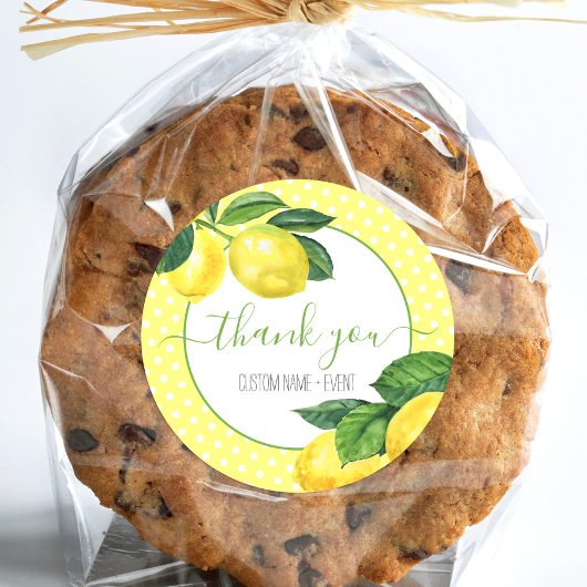 Dank u citroen waterverf stippen rustiek land ronde sticker