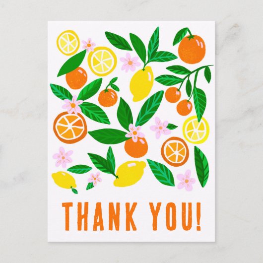 Dank u Citrus Celebration Custom Kleurrijk Briefkaart (Voorkant)