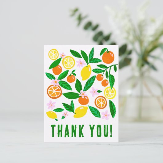 Dank u Citrus Celebration Custom Kleurrijk Briefkaart (Staand voorkant)