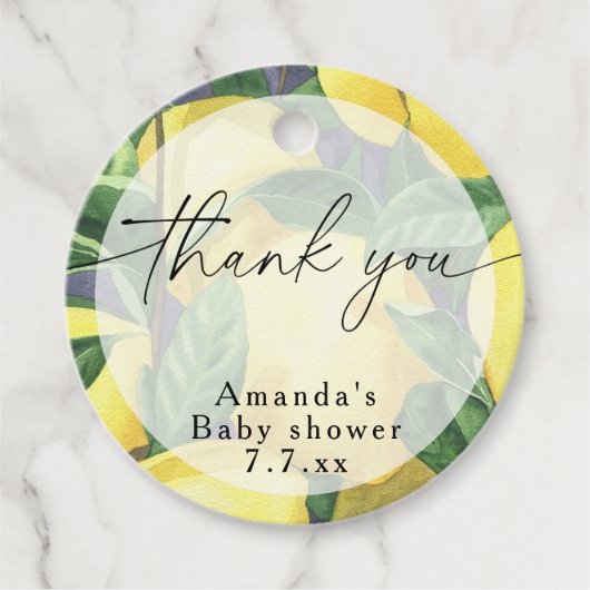 Dank u - Citrus Lemon - Baby shower Bedankjes Labels (Voorkant)
