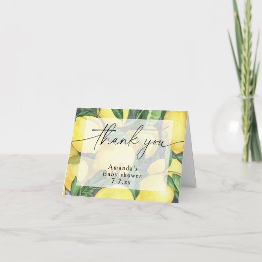 Dank u - Citrus Lemon - Baby shower Bedankkaart (Voorkant)