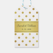 Dank u Classy Wit en Goud Glitter Polka Dots Cadeaulabel (Achterkant)