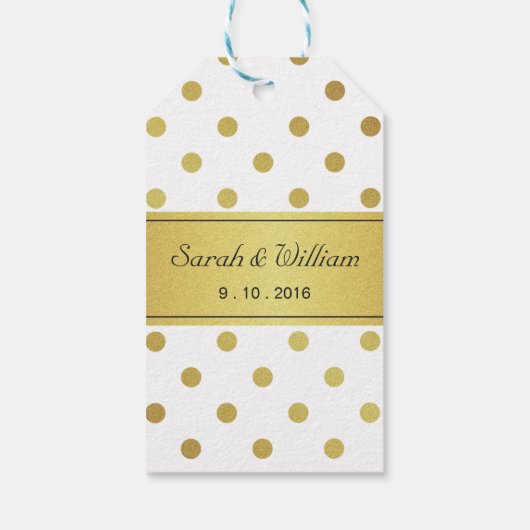 Dank u Classy Wit en Goud Glitter Polka Dots Cadeaulabel (Achterkant)