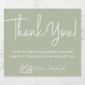 Dank u Client Gift Gepersonaliseerde Logo Sage Gre Sparkling Wijnetiket (Enkel label)