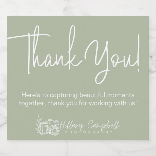 Dank u Client Gift Gepersonaliseerde Logo Sage Gre Sparkling Wijnetiket (Enkel label)