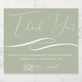 Dank u Client Gift Gepersonaliseerde Logo Sage Gre Sparkling Wijnetiket (Enkel label)