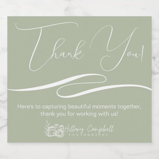 Dank u Client Gift Gepersonaliseerde Logo Sage Gre Sparkling Wijnetiket (Enkel label)