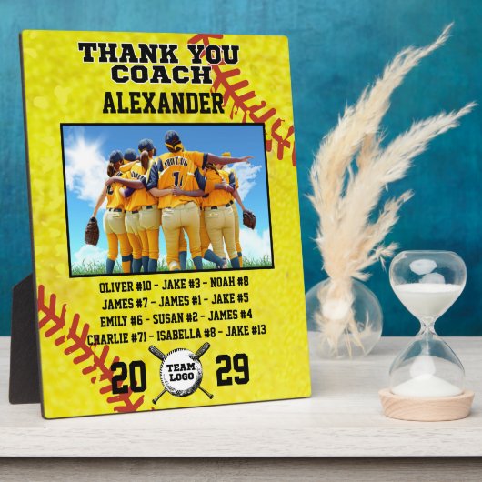 Dank u Coach, Aangepaste foto & teamgenoten namen Fotoplaat (Zijkant)