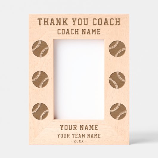 Dank u Coach Baseball Team Naam Sport Gegraveerde Lijstjes (Voorkant)
