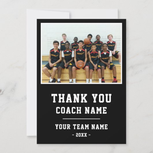 Dank u Coach Kaart Team Naam Foto (Voorkant)