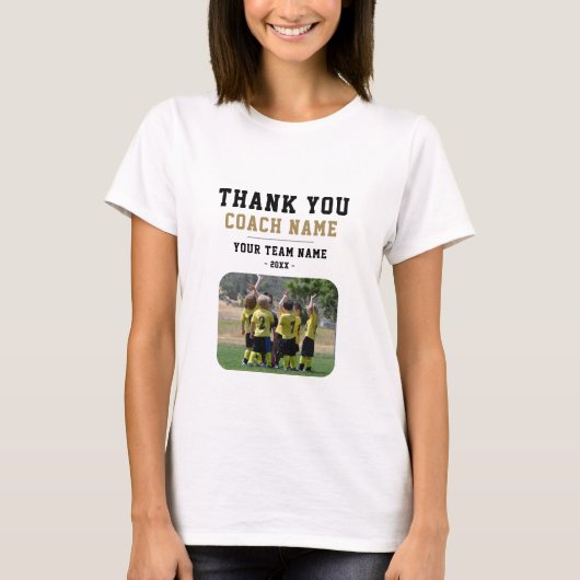 Dank u Coach Team Naam Foto Vrouw T-shirt (Voorkant)