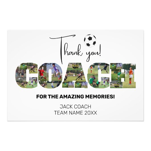 Dank u Coach Voetbal Collage Foto Afdruk (Voorkant)