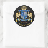 Dank u Coat of Arms Blue Gold Eagle Embleem Ronde Sticker (Tas)