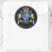 Dank u Coat of Arms Blue Gold Eenhoorn Embleem Ronde Sticker (Tas)