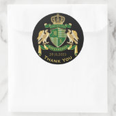 Dank u Coat of Arms Green Gold Eagle Emblem Ronde Sticker (Tas)
