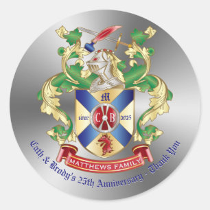 Dank u Coat of Arms Knight Shield Dragon Sword Ronde Sticker