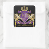 Dank u Coat of Arms Monogram Gouden Leeuw Embleem Vierkante Sticker (Tas)