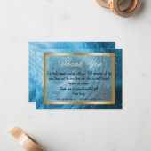 Dank U collega & Lichtblauw Marmer, Goud Notitiekaartje (Voorkant / Achterkant in situ)