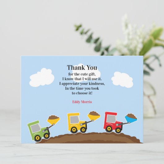 Dank u constructies vrachtwagens Kaart (Staand voorkant)