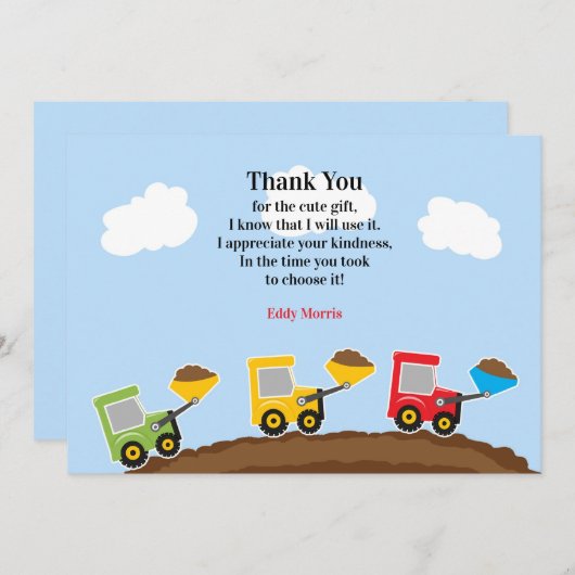 Dank u constructies vrachtwagens Kaart (Voorkant / Achterkant)