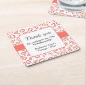 Dank u: Coral/White 70th Random Number Pattern Kartonnen Onderzetters (Schuin)