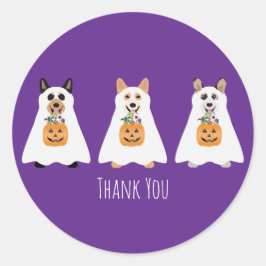Dank u Corgi Ghost Dogs Halloween Ronde Sticker