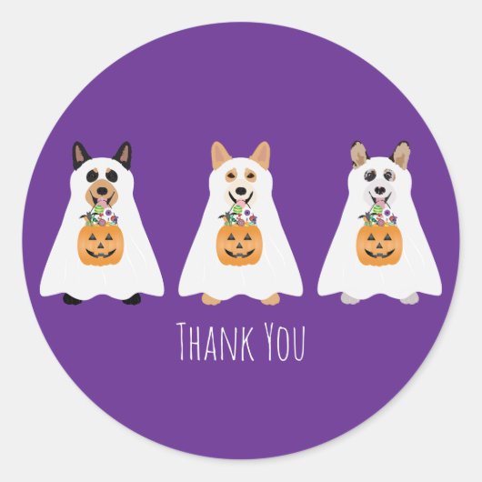 Dank u Corgi Ghost Dogs Halloween Ronde Sticker (Voorkant)
