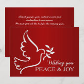 Dank u Corporate Dove Red Holiday Kaart (Voorkant / Achterkant)