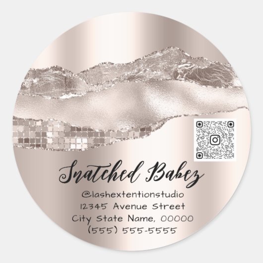 Dank u Cosmetics Logo QR Code Roos Ronde Sticker (Voorkant)