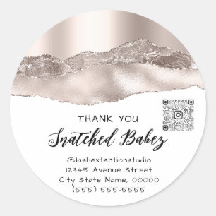 Dank u Cosmetics Logo QR Code Roos White Classi Ronde Sticker