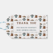 Dank u Cowboy Pattern Baby shower Cadeaulabel (Achterkant Horizontaal)