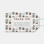 Dank u Cowboy Pattern Baby shower Cadeaulabel (Voorkant (Horizontaal))