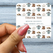 Dank u Cowboy Pattern Baby shower Vierkante Sticker