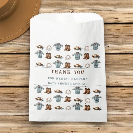 Dank u Cowboy Pattern Boy Baby shower Bedankzakje