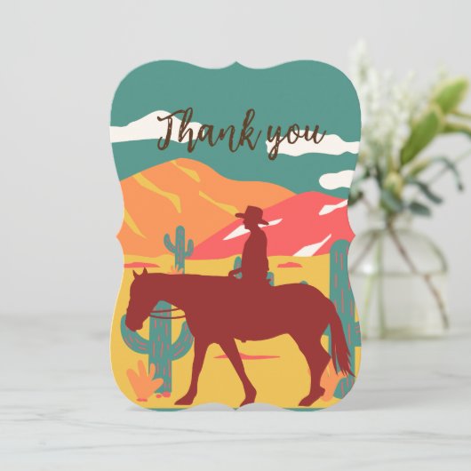 Dank u - cowboy - postuse uitnodiging (Staand voorkant)