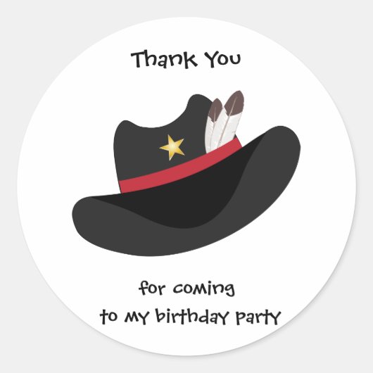 Dank u Cowboy Verjaardagsfeestje Gift Label Sticke (Voorkant)