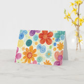 Dank u Crayon Doodle Daisy Design Kaart (Gele Bloem)