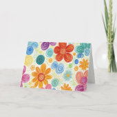 Dank u Crayon Doodle Daisy Design Kaart (Voorkant)