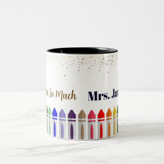 Dank u Crayon Star Design voor Docent Tweekleurige Koffiemok (Center)