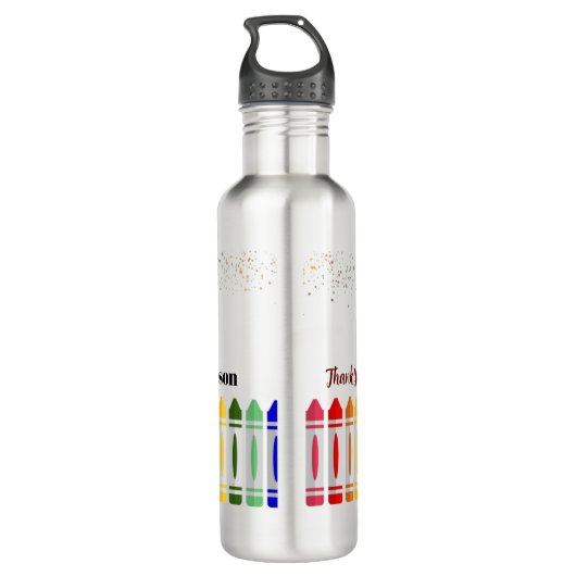 Dank u Crayon Star Design voor Docent Waterfles (Achterkant)