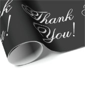 Dank U Cursief Zwart en Wit Cadeaupapier (Rol Hoek)
