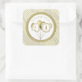 Dank u Custom Age Funky Nummer Wit/Goud Vierkante Sticker (Tas)