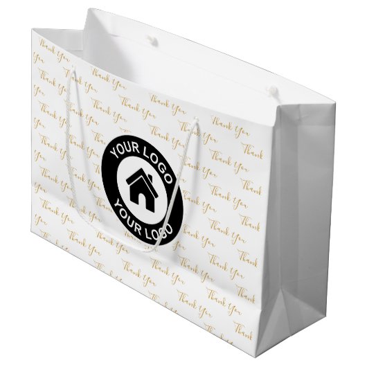 Dank u Custom Business Logo Grote Gift Bag Groot Cadeauzakje (Voorkant Gekanteld)