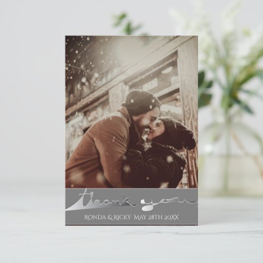 "Dank u" Custom Photo Wedding Kaart (Staand voorkant)