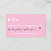 Dank u Customer appreciation note Roze hart Visitekaartje (Achterkant)