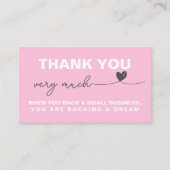 Dank u Customer appreciation note Roze hart Visitekaartje (Voorkant)